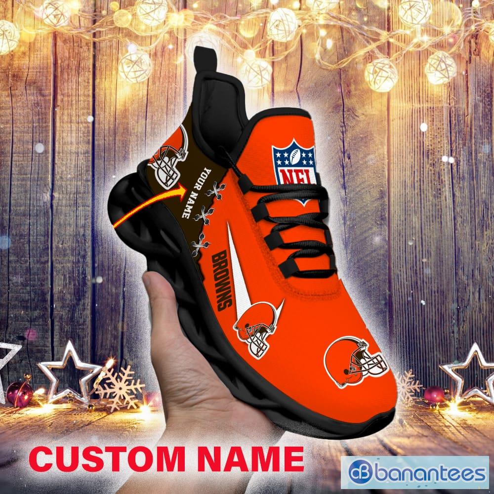 Cleveland Browns Custom Name NFL Neon Light Max Soul Shoes Gift For Fans  Running Sneaker - Banantees