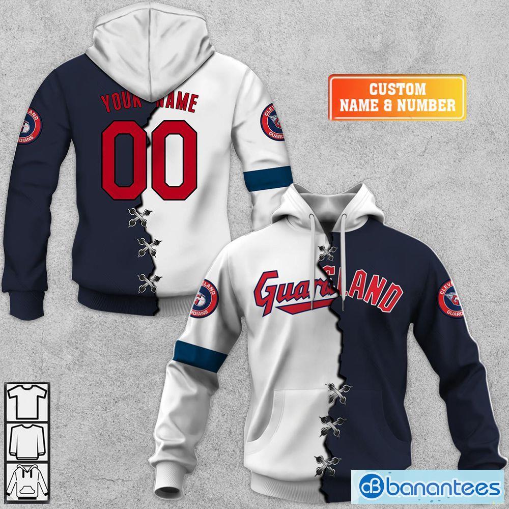 Cleveland Guardians Custom Number And Name AOP MLB Hoodie Long