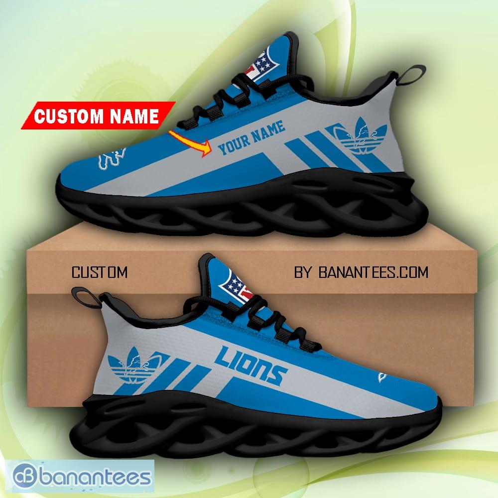 Detroit Lions NFL Max Soul Sneakers Personalized Name Flag For Men, Women -  Banantees