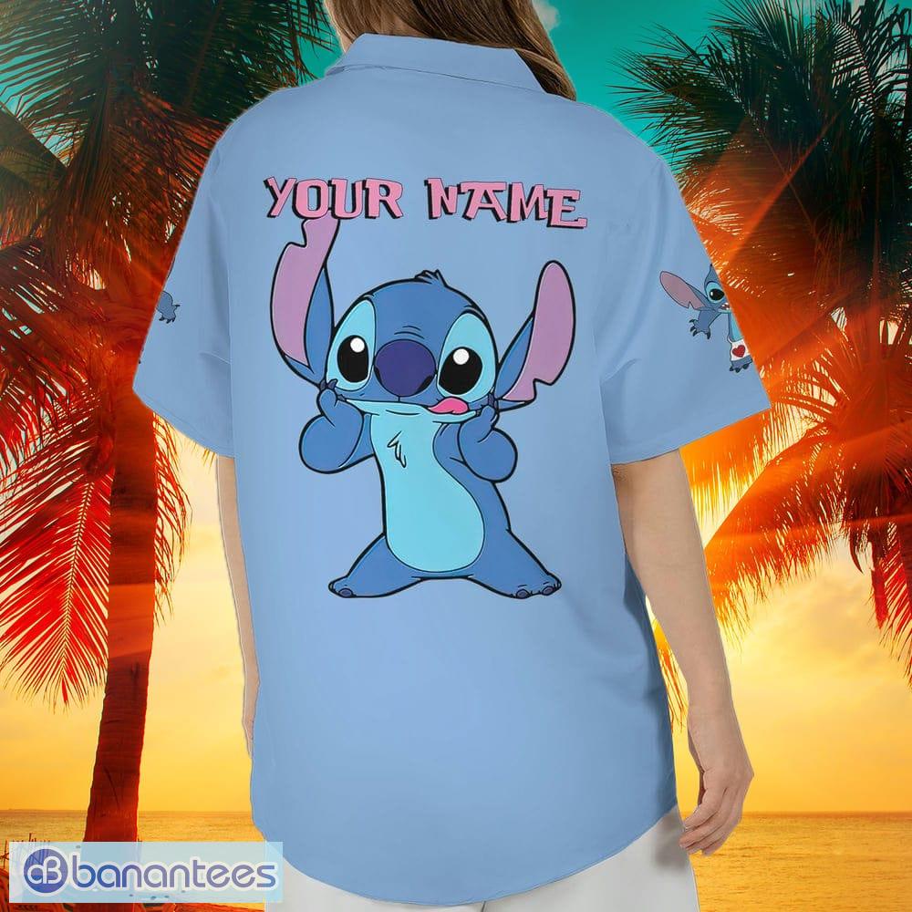Custom Name Vintage Disney Cute Stitch Hawaiian Aloha Shirt Gift