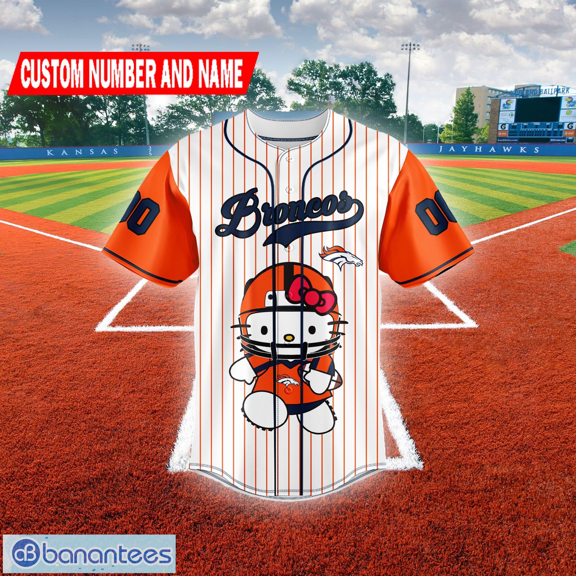 Denver Broncos Baseball Jersey NFL Hello Kitty Custom Name & Number