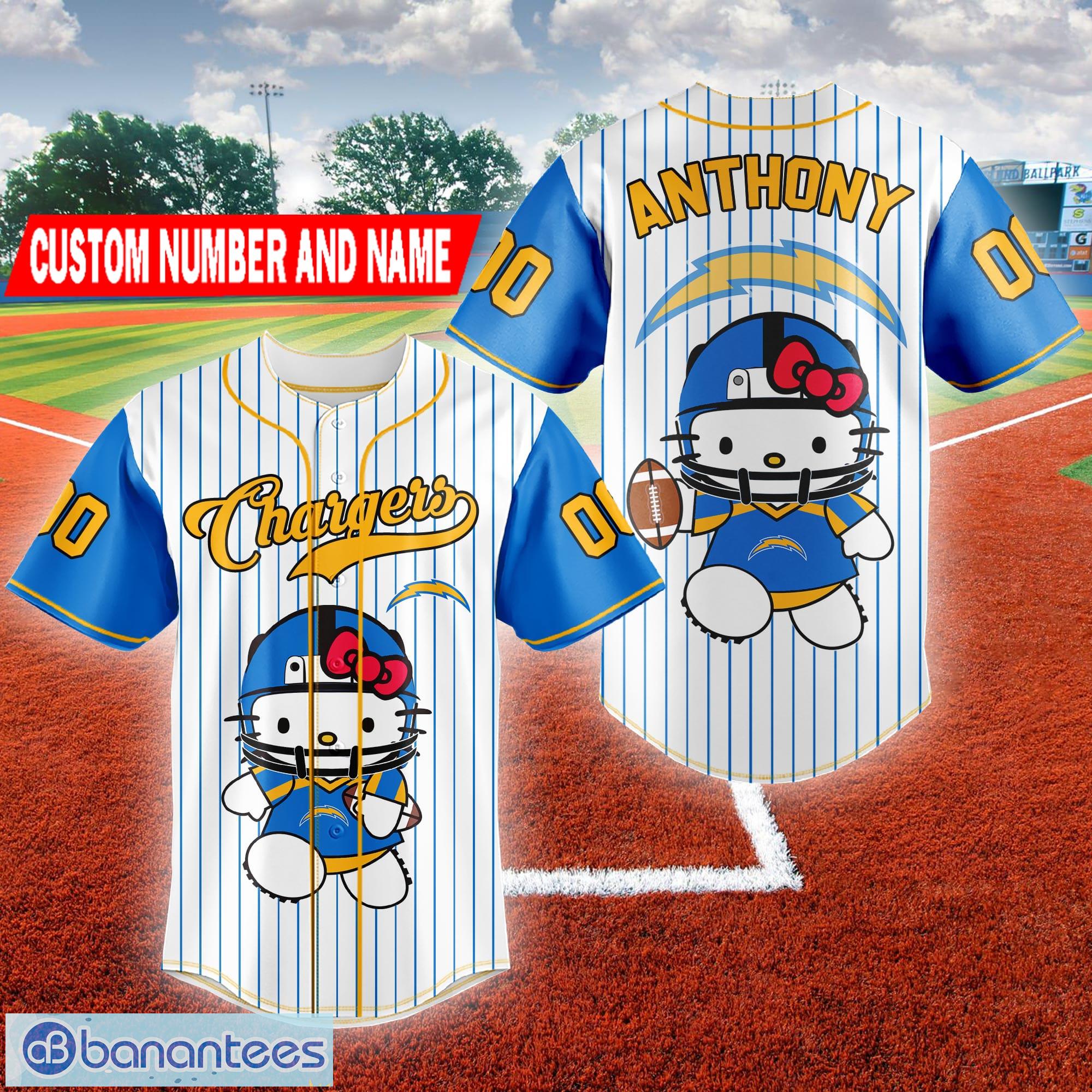Custom Number And Name NFL Los Angeles Chargers Logo Hello Kitty