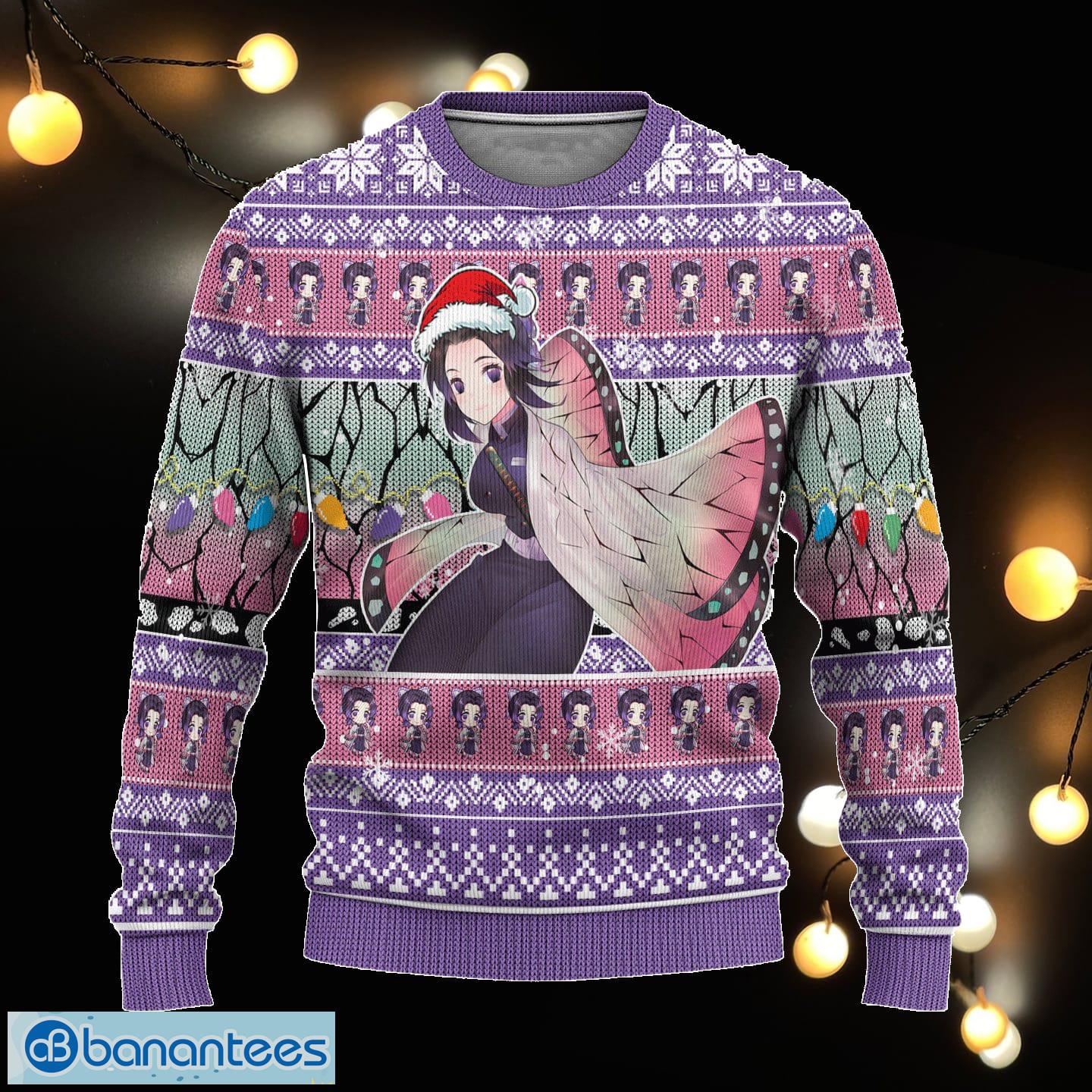 Demon Slayer Shinobu Kochou Anime Xmas Ugly Christmas Sweater For Men Women - Demon Slayer Shinobu Kochou Anime Ugly Christmas Sweater Xmas Gift_1 Demon Slayer Shinobu Kochou Anime Xmas Ugly Christmas Sweater For Men Women - Demon Slayer Shinobu Kochou Anime Ugly Christmas Sweater Xmas Gift_1