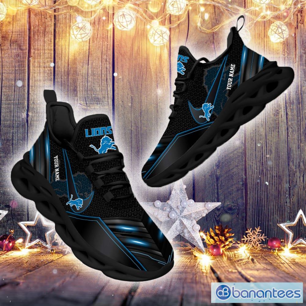 Detroit Lions Custom Name NFL Neon Light Max Soul Shoes Gift For Fans  Running Sneaker - Banantees