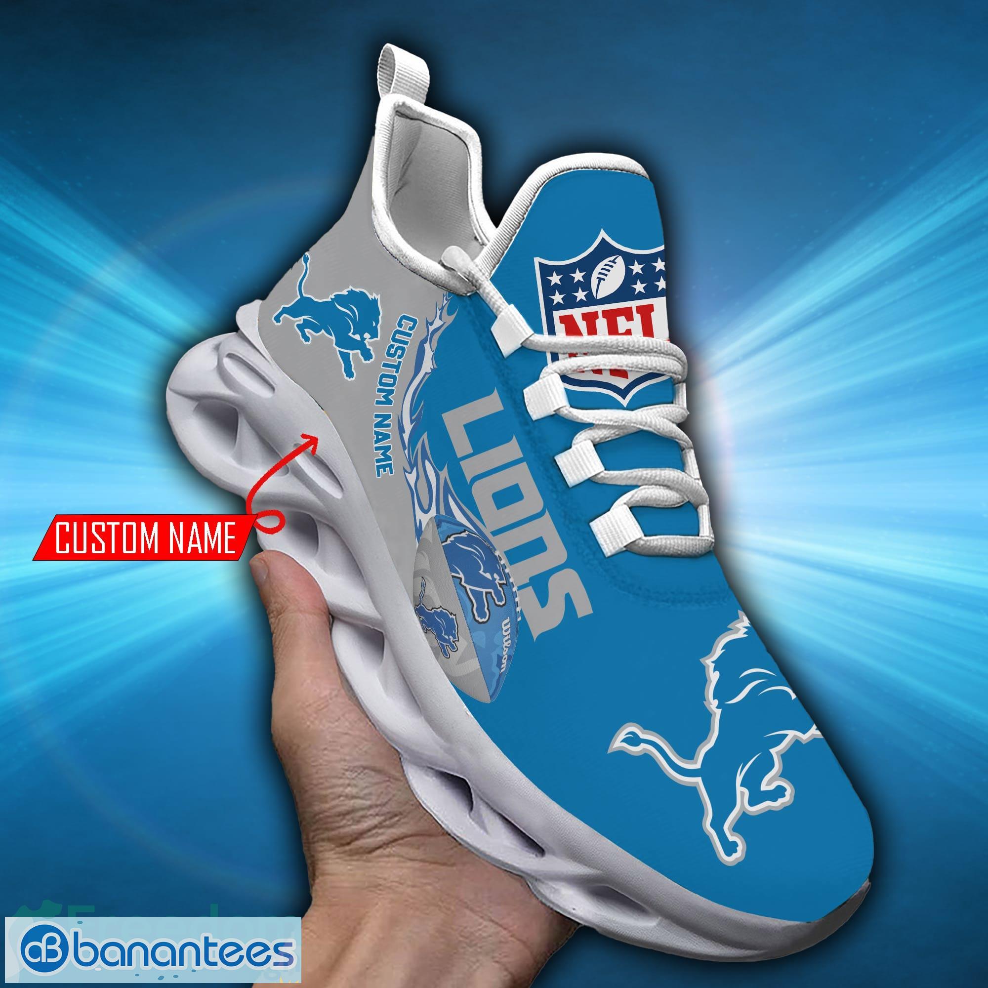 Detroit Lions NFL Max Soul Sneakers Personalized Name Flag For Men, Women -  Banantees