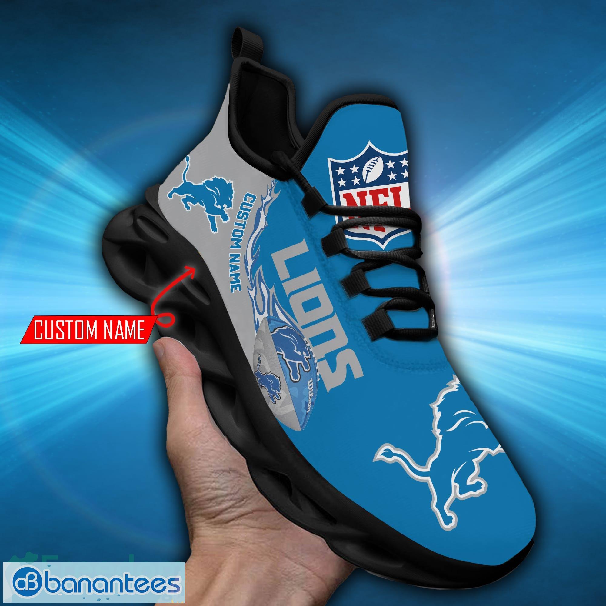 Detroit Lions NFL Max Soul Sneakers Personalized Name Flag For Men, Women -  Banantees