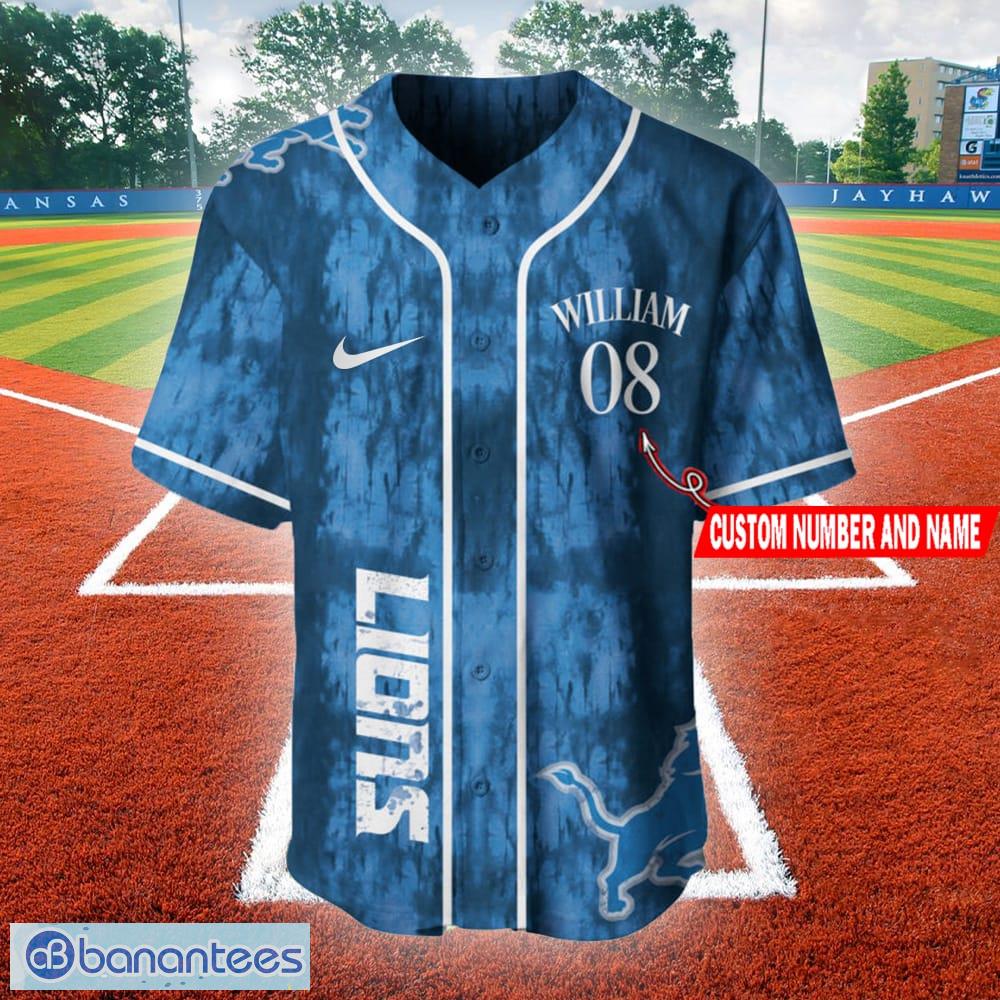 Detroit Lions Personalized NFL Swoosh Pattern Jersey Baseball Shirt Custom  Number And Name - Banantees