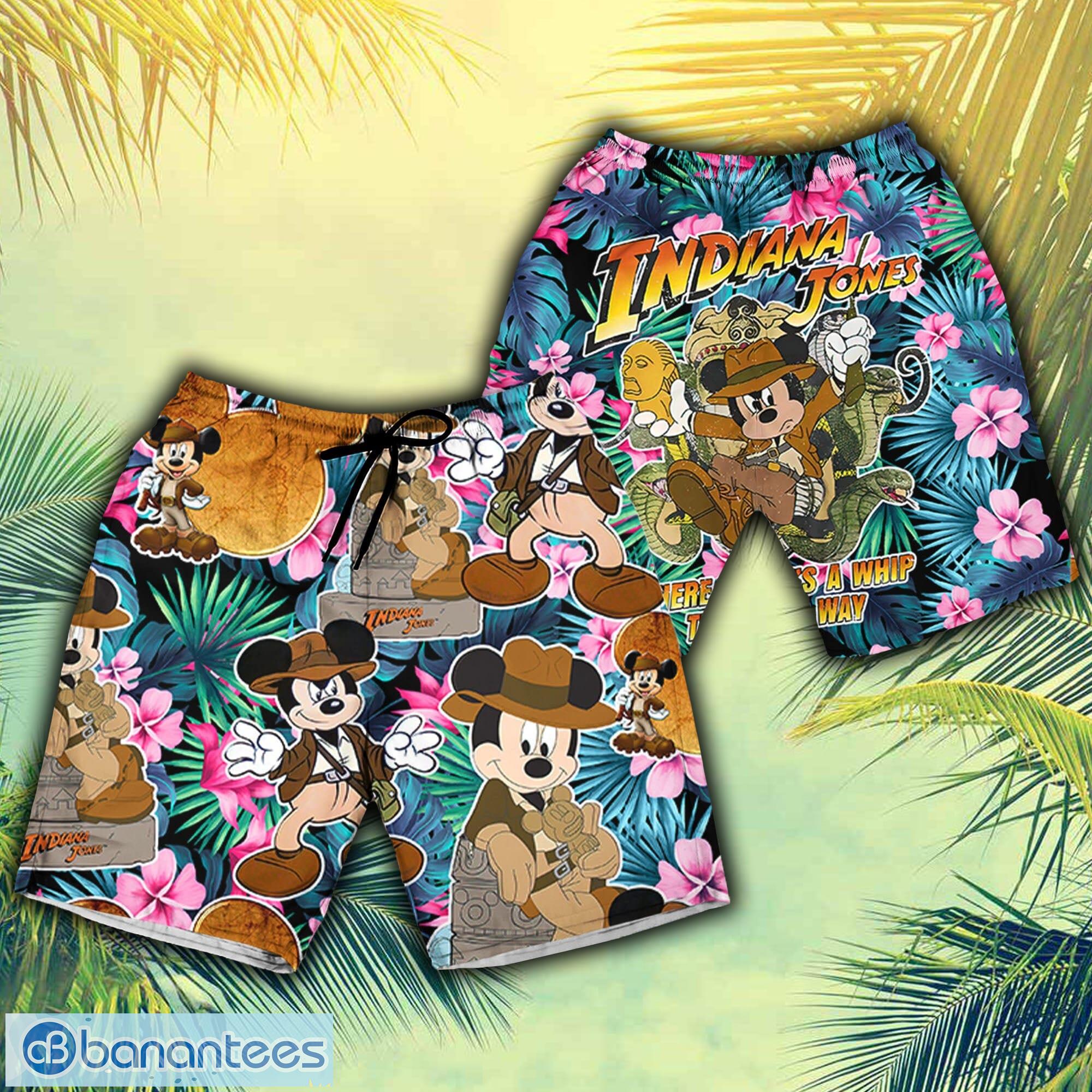Disney Mickey Summer Tropical Floral Indiana Jones Disney Hawaiian