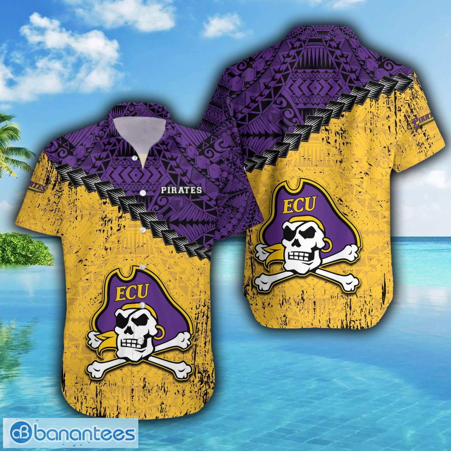 East Carolina Pirates NCAA Grunge Polynesian Tattoo Hawaiian Shirt Suumer  Gift For Men And Women