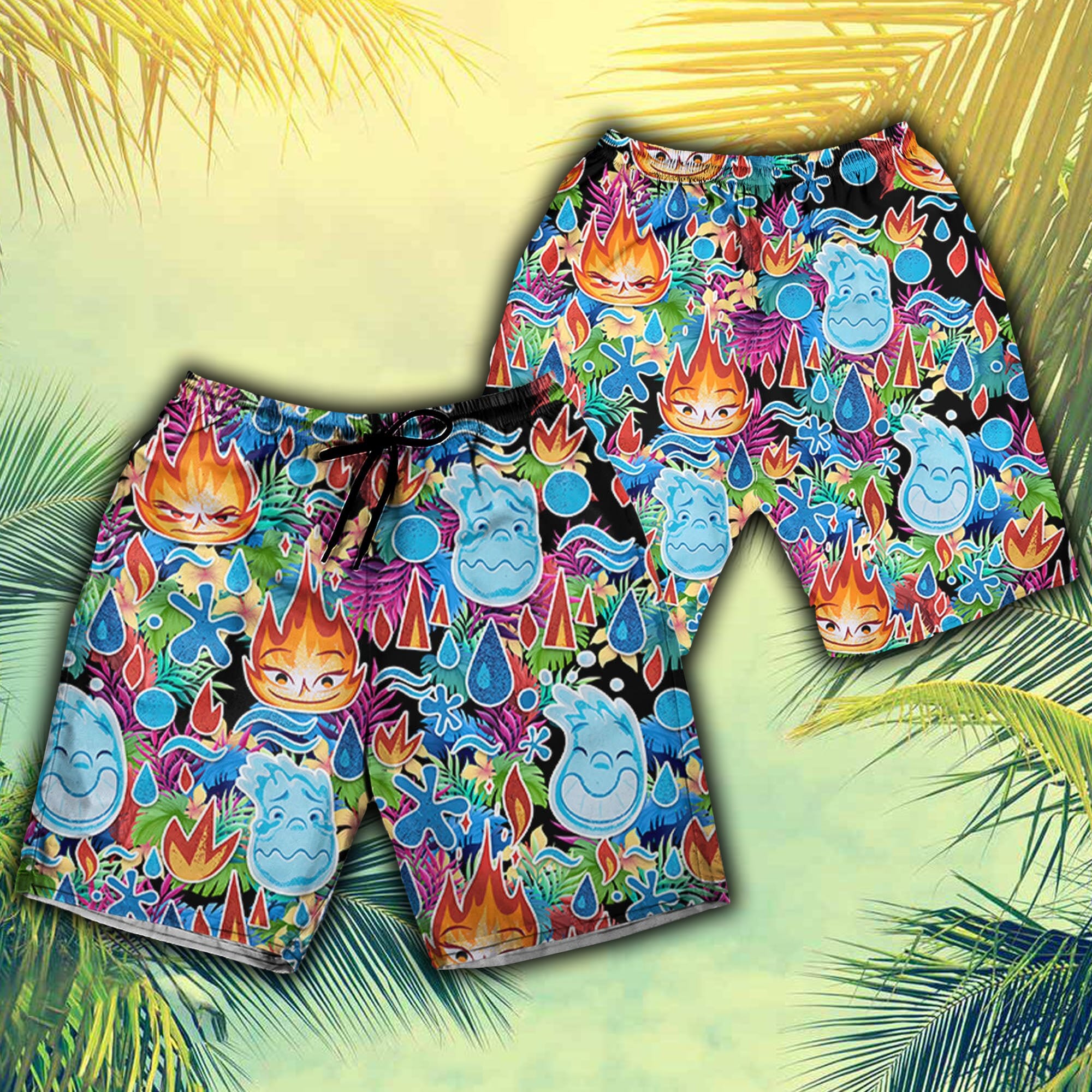 elemental ember and wade synthwave summer floral pixar elemental disney family hawaiian shirt and short design 2 for men and women gift 3 image Elemental Ember And Wade Synthwave Summer Floral Pixar Elemental Disney Family Hawaiian Shirt And Short Design 2 For Men And Women Gift - 010823-183749