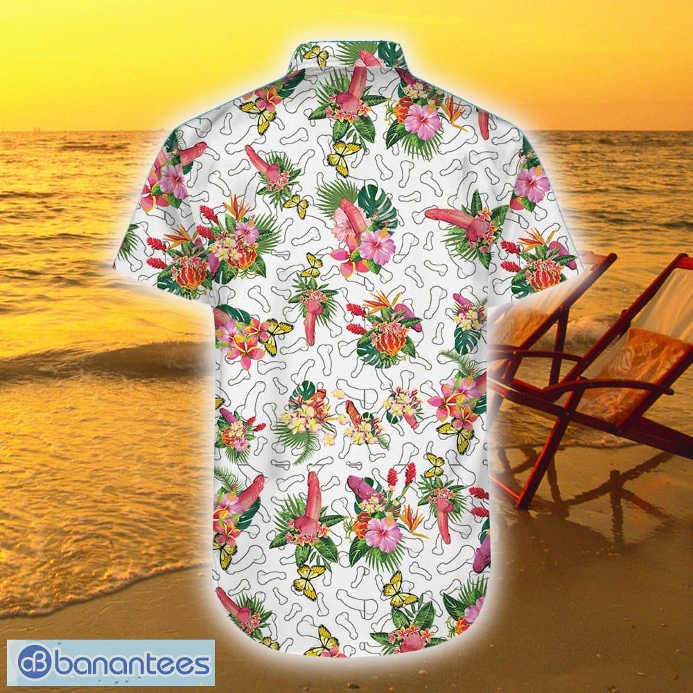 Flower Hawaiian Shirt - Tropical Penis Pattern Button Down Shirt - Gifts  For Men Summer