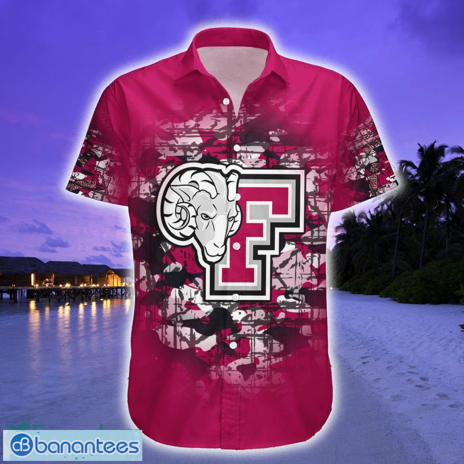 Fordham Rams Hawaiian Shirt Camouflage NCAA Summer Custom Number And Name  For Fans Gift hawaiian shirt - Limotees