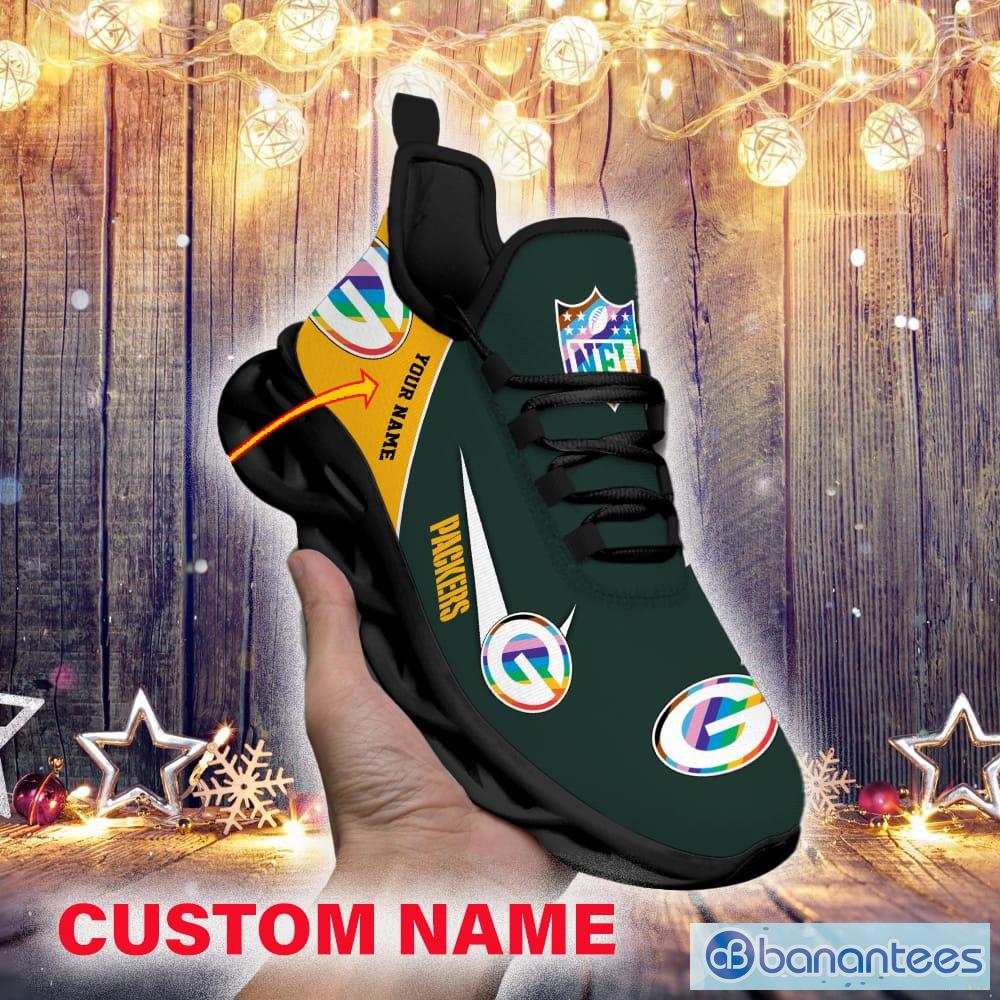 Green Bay Packers Custom Name NFL Max Soul Shoes Chunky Sneakers