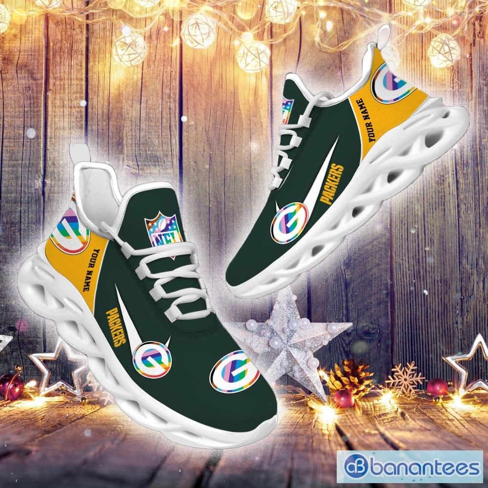 Green Bay Packers Custom Name NFL Max Soul Shoes Chunky Sneakers