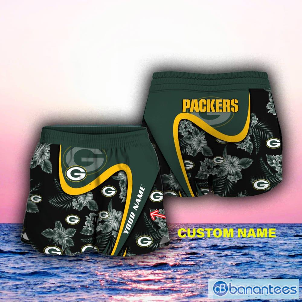 Green Bay Packers Floral Casual Hawaiian Shorts Gift For Fans