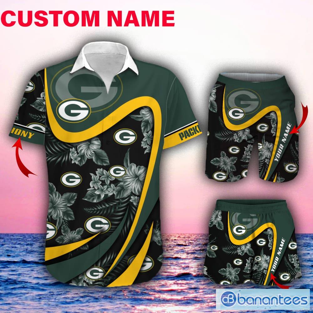 Green Bay Packers Tropical Floral Hawaiian Shorts Gift For Fans