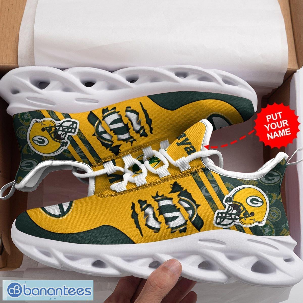 Green Bay Packers Custom Name NFL Max Soul Shoes Gift For Fans Running  Sneaker - Banantees