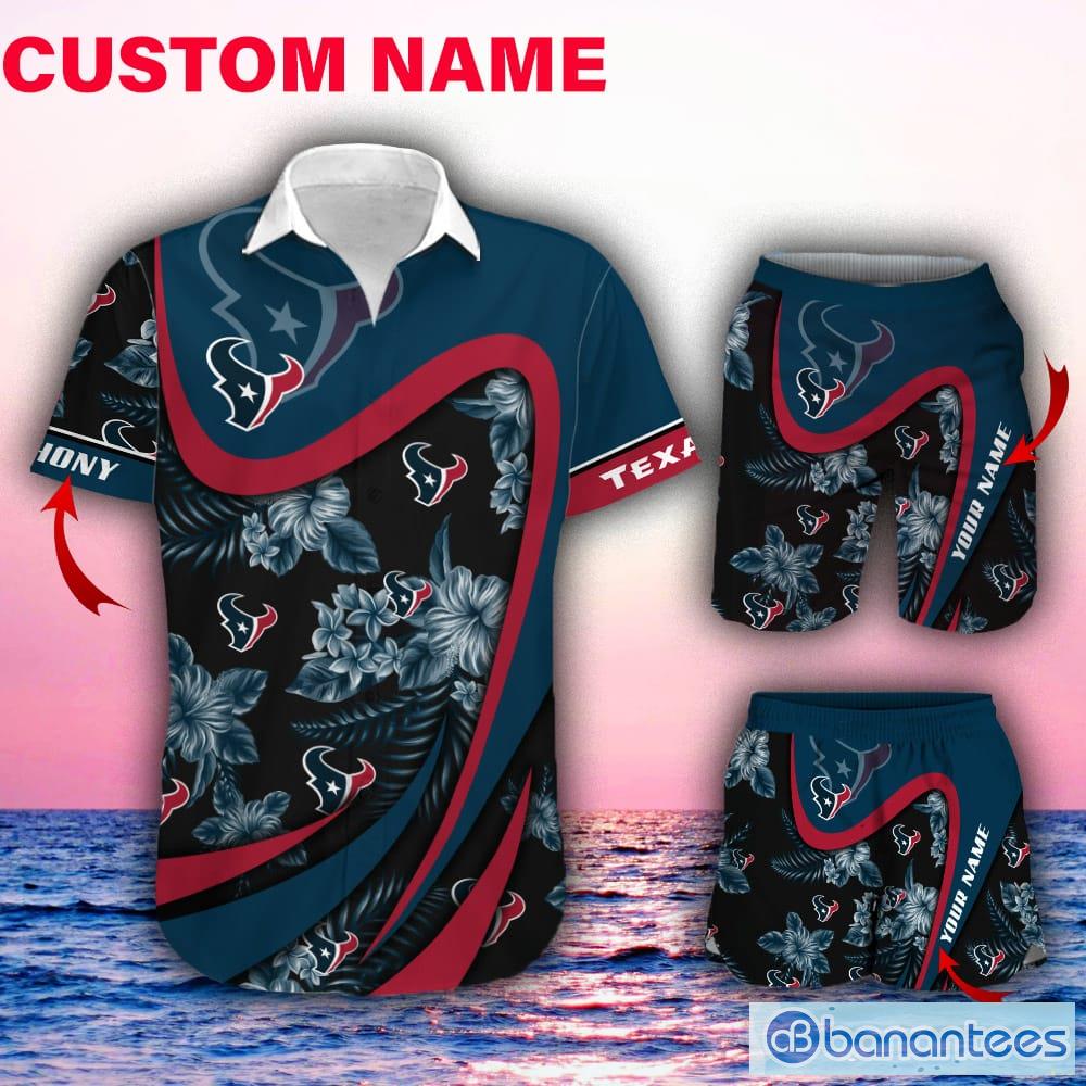 Custom Name Houston Texans Football Teams Hawaiian Shirt And Shorts Happy  Summer Gift For Fans - Banantees