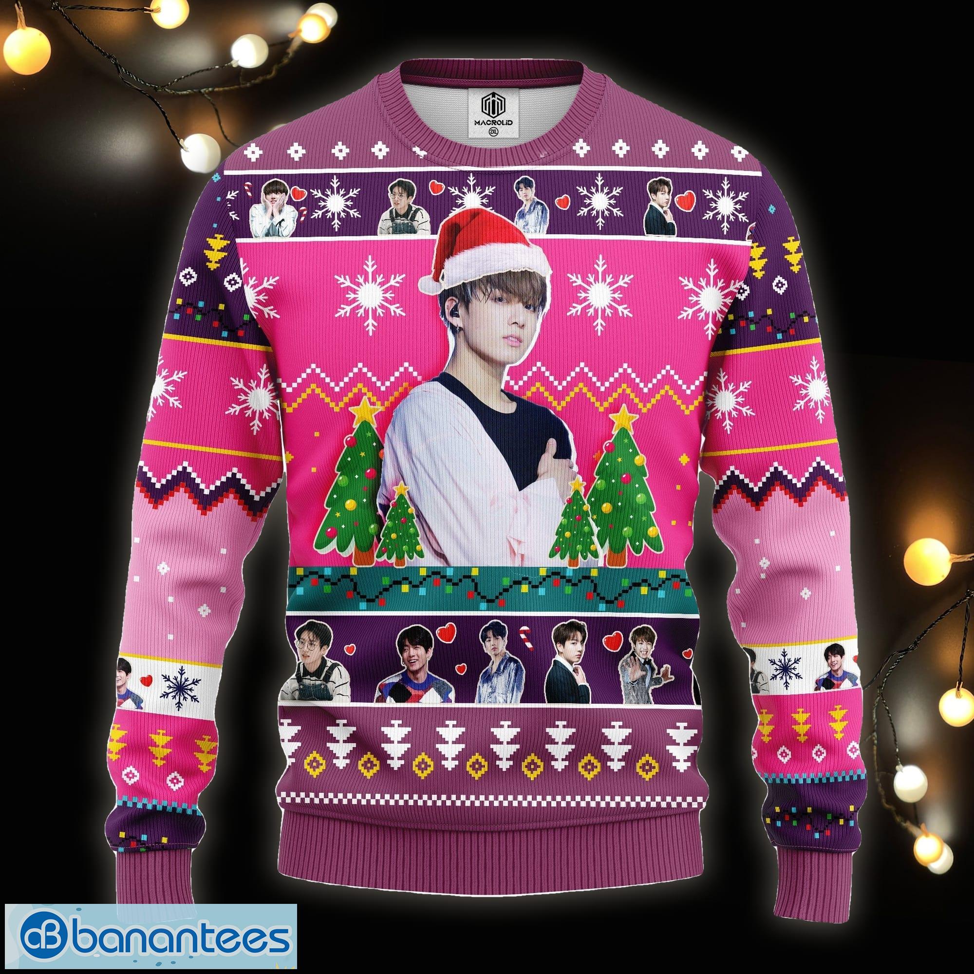 Jungkook Bts Ugly Christmas Sweater 3D Gift For Men And Women Pink