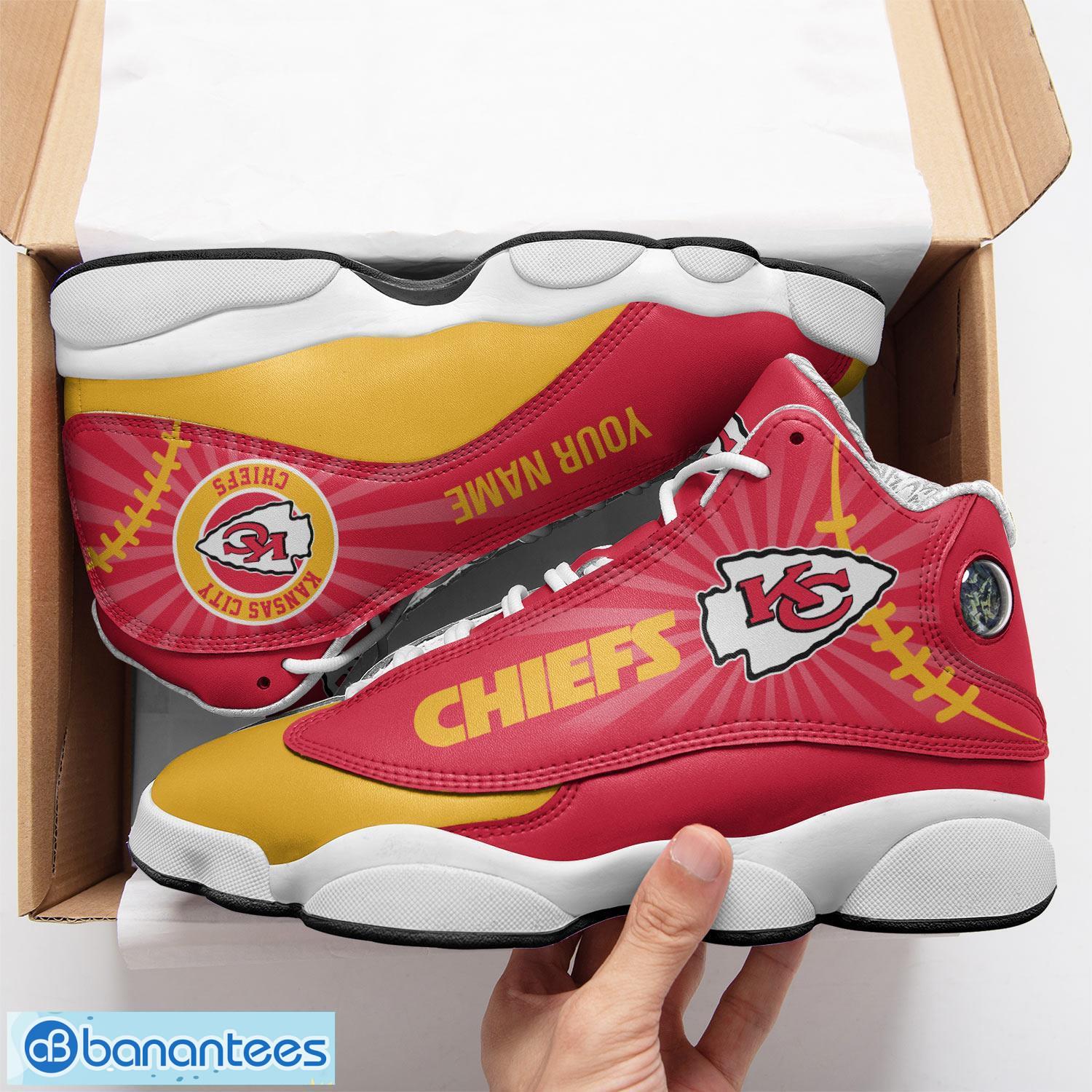 Custom Name Kansas City Chiefs Jordan 13 Sneaker Shoes - Banantees