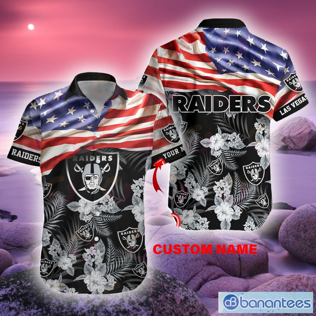 Las Vegas Raiders Hawaiian Shirt NFL Football Custom Name Hawaiian Shirt Man  - T-shirts Low Price