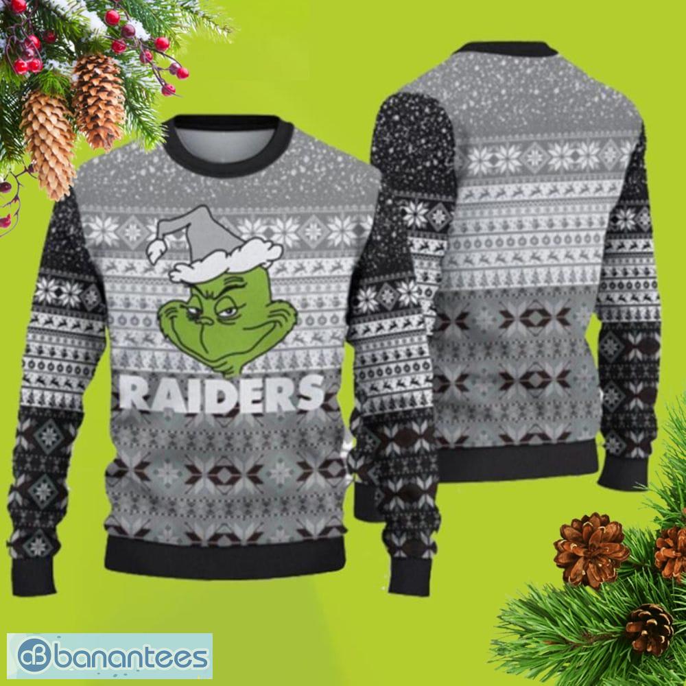 Las Vegas Raiders Christmas Grinch Ugly Sweater For Men Women - Banantees