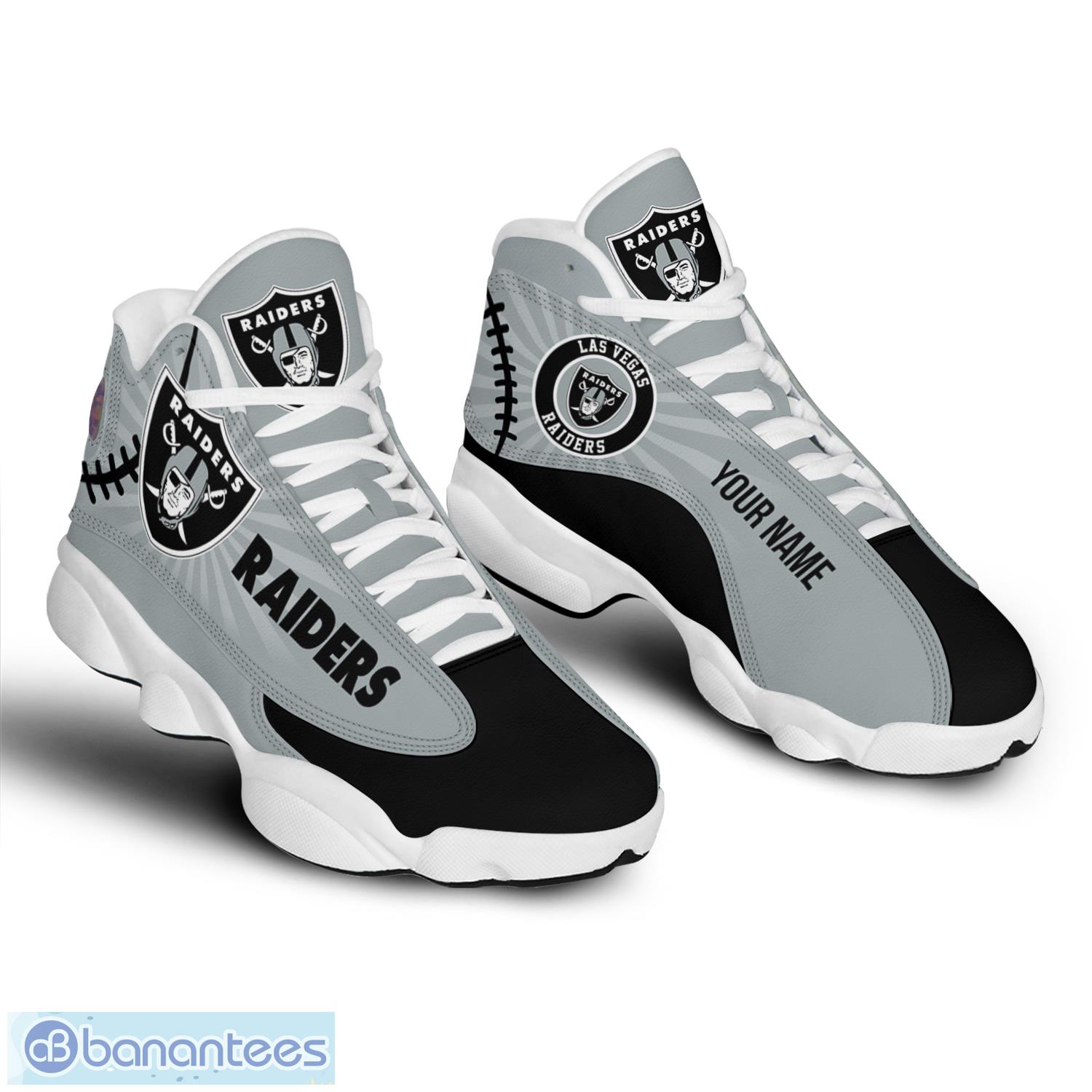 Las Vegas Raiders Custom Name And Number Air Jordan 13 Shoes For Men And  Women - Banantees