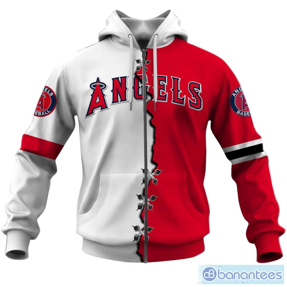 Customized Los Angeles Angels White With Red On Sleeves Hawaiian