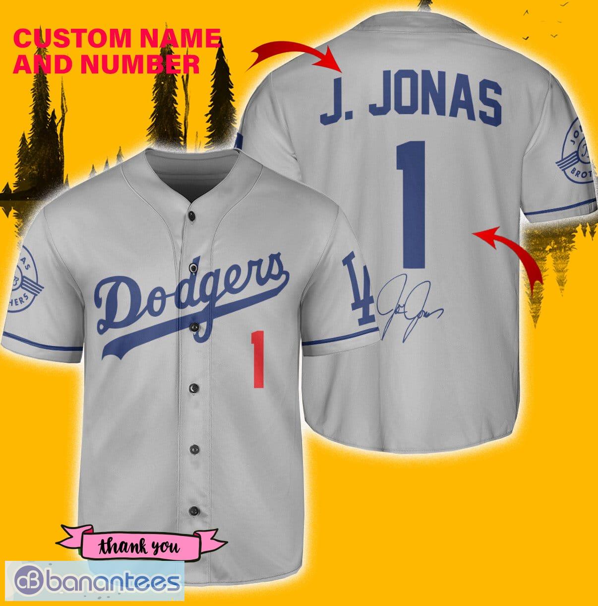 Los Angeles Dodgers K. Jonas Jersey Baseball Shirt Gray Custom Number And  Name - Banantees