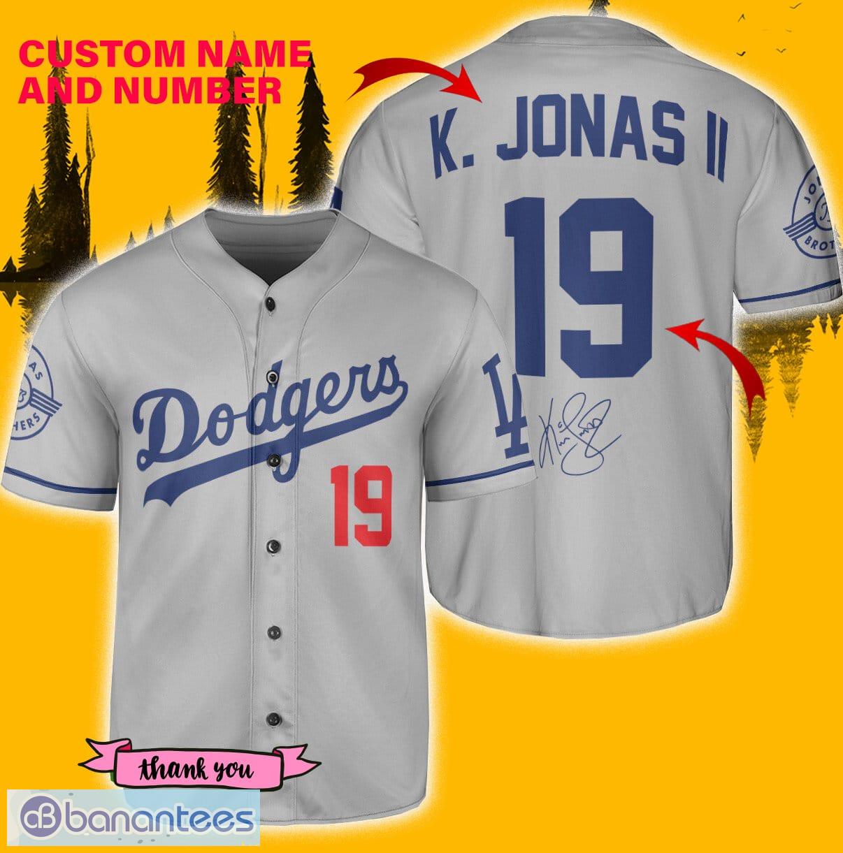 Los Angeles Dodgers K. Jonas Jersey Baseball Shirt Gray Custom Number And  Name - Banantees