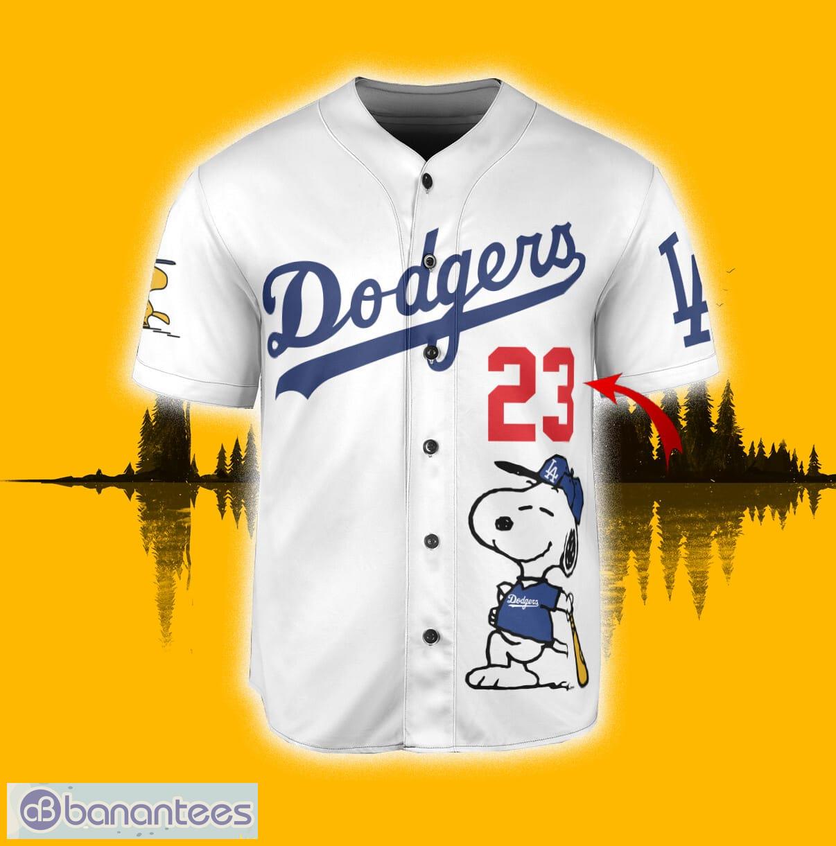 Los Angeles Dodgers Peanuts Snoopy Baseball Jersey Shirt White Custom  Number And Name - Banantees