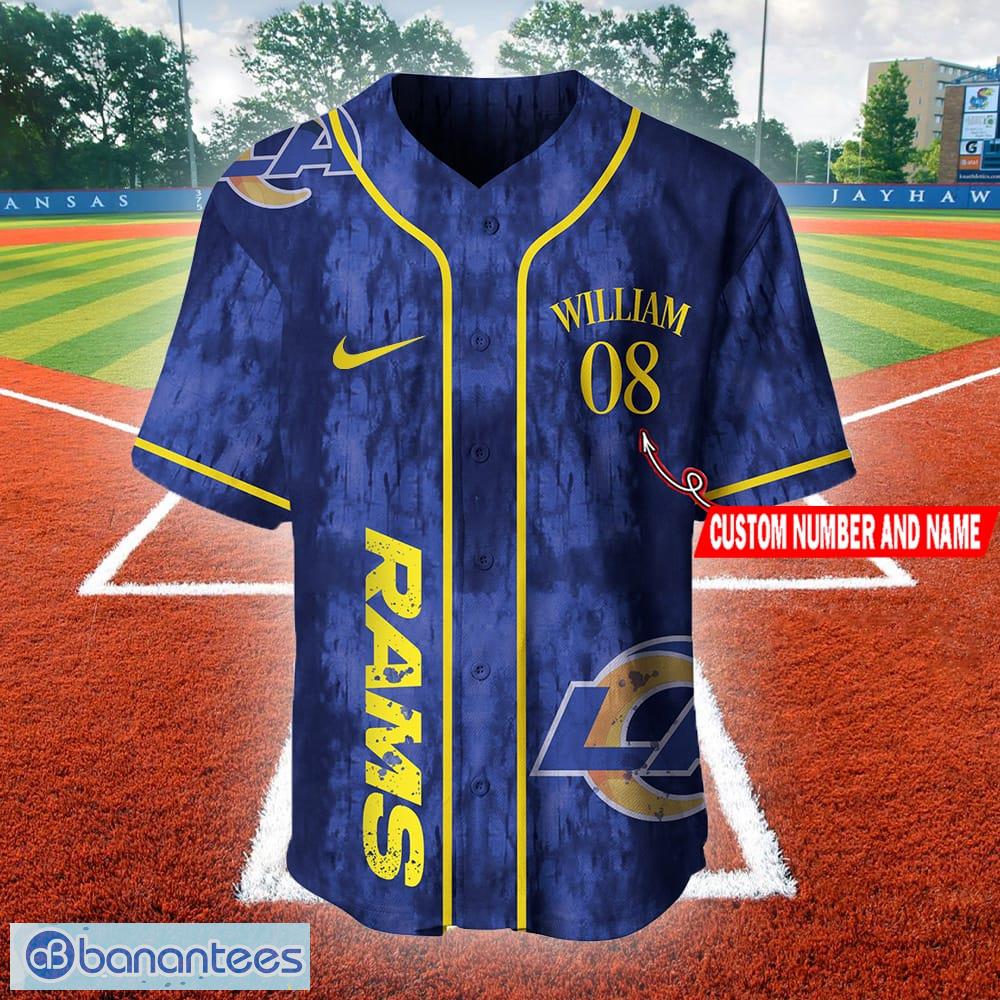 NFL Los Angeles Rams Custom Name And Number Ball Fire Baseball Jersey Shirt  - Beuteeshop