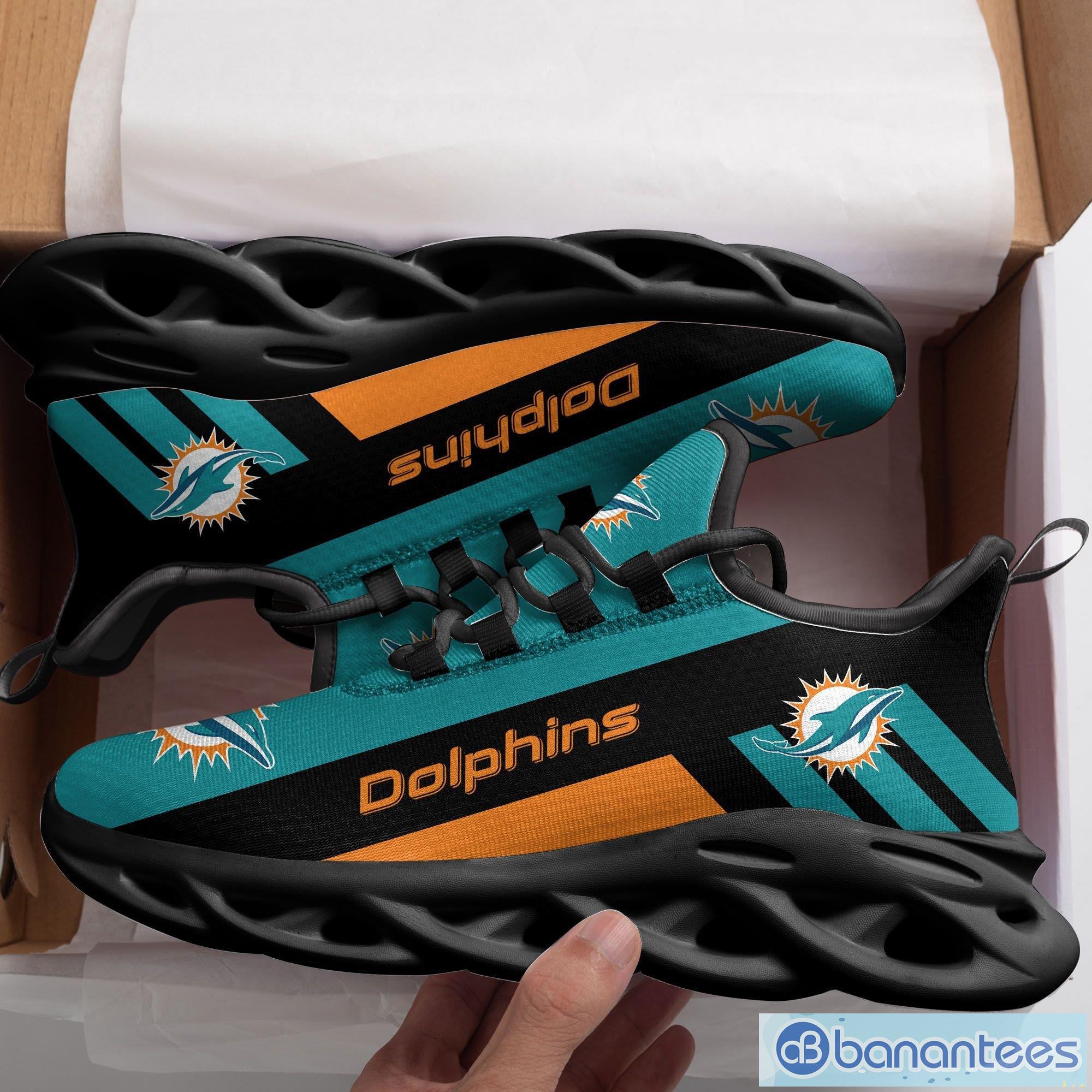 Miami Dolphins Logo Black Stripe Running Sneaker Max Soul Shoes In