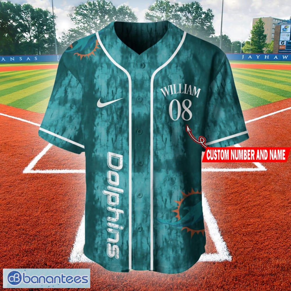 Miami Dolphins Personalized NFL Swoosh Pattern Jersey Baseball Shirt Custom  Number And Name - Banantees