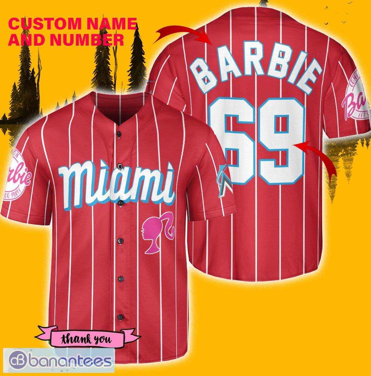 Miami Marlins Barbie Baseball Jersey Red - Scesy