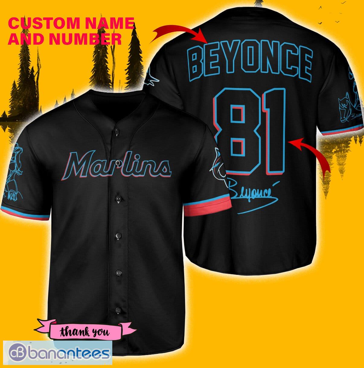 Miami Marlins Beyonce Jersey Baseball Shirt Black Custom Number