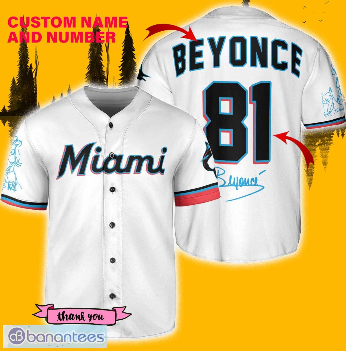 Shop Miami Marlins Beyonce Baseball Jersey - Black - Scesy