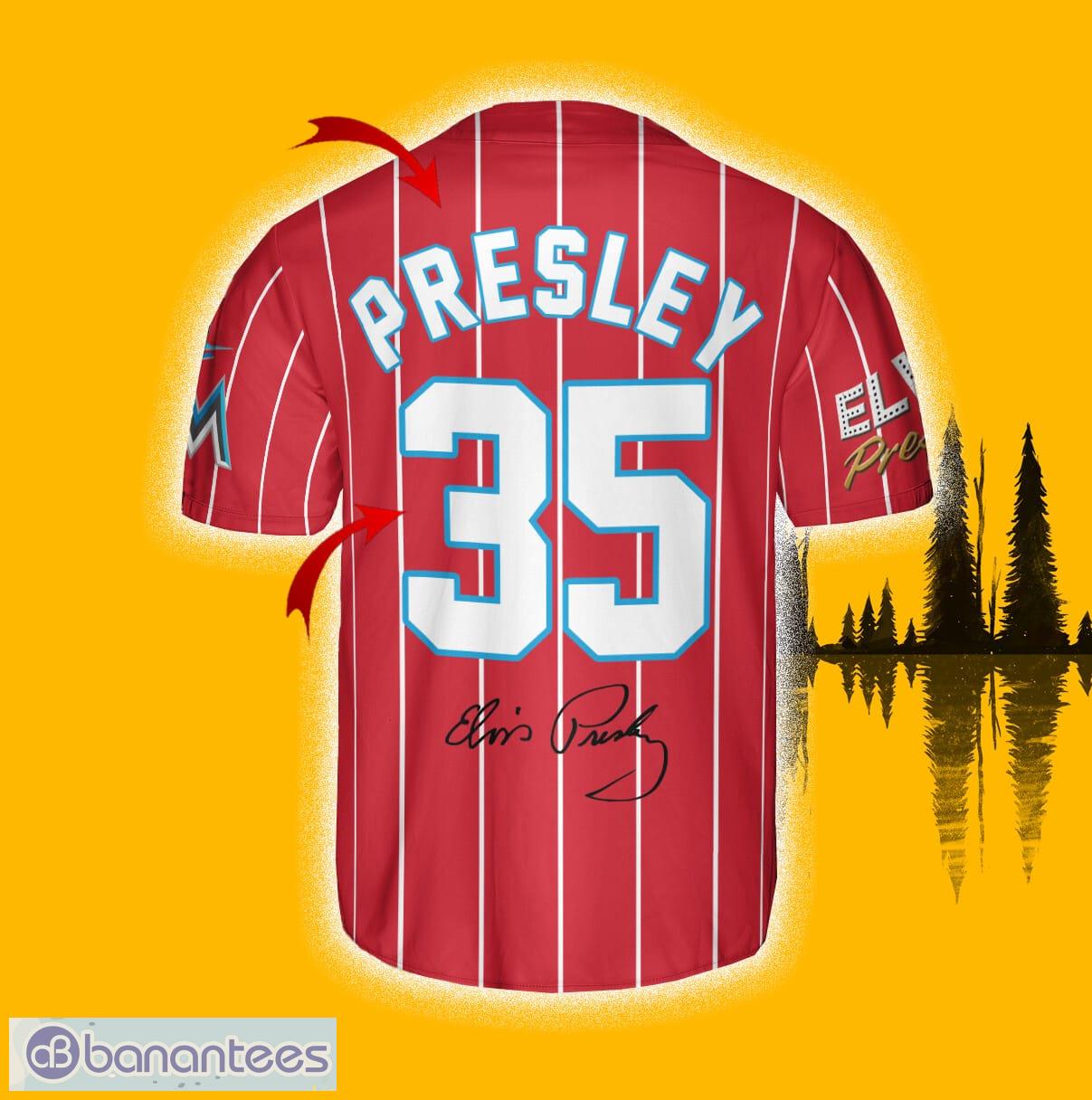 Miami Marlins Elvis Presley Baseball Jersey Shirt Red Custom Number And  Name - Banantees