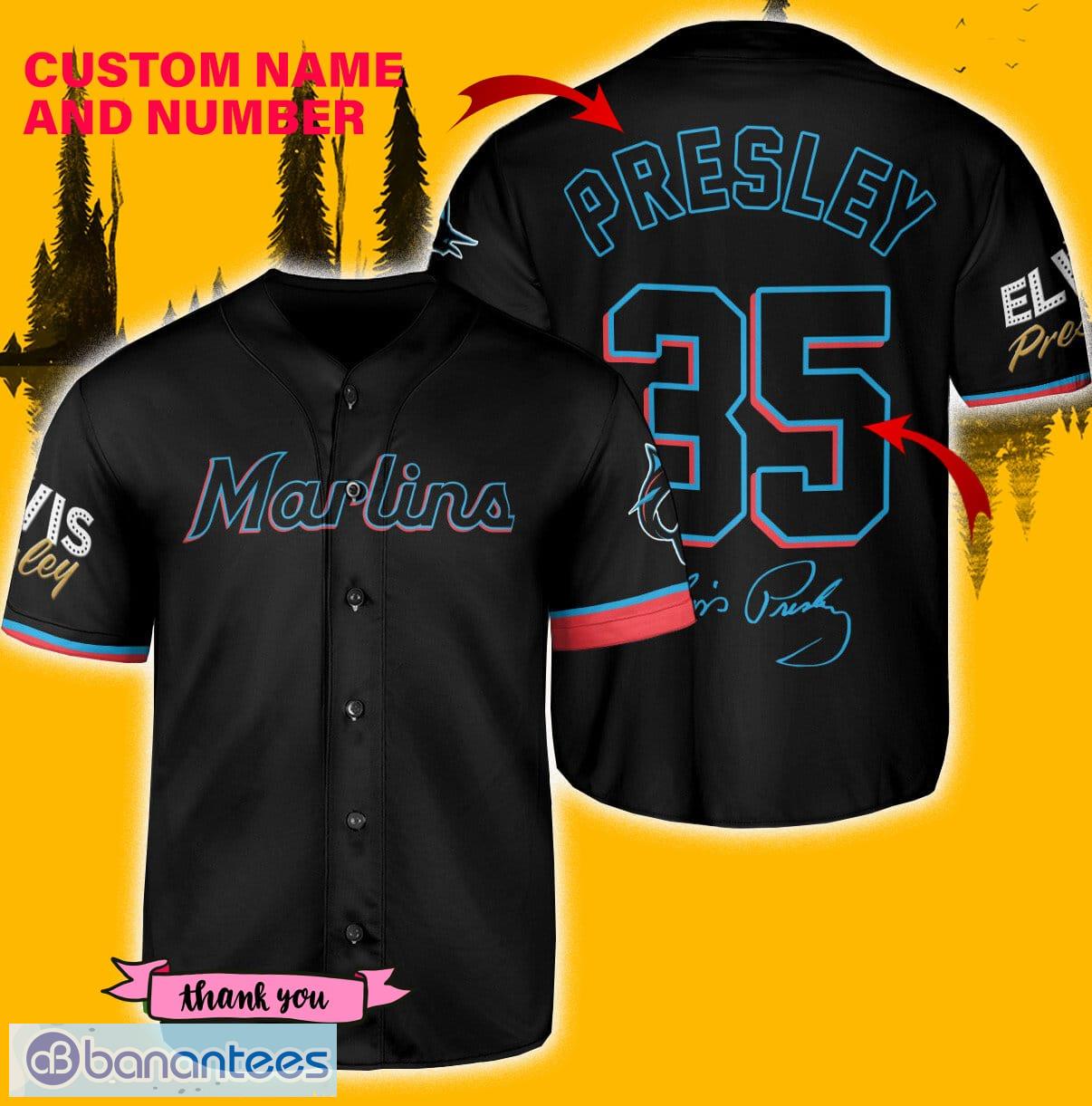 Miami Marlins Elvis Presley Baseball Jersey Shirt Red Custom