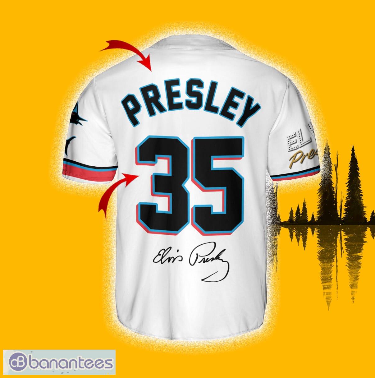 Miami Marlins Elvis Presley White Custom Number And Name Jersey Baseball  Shirt - Banantees