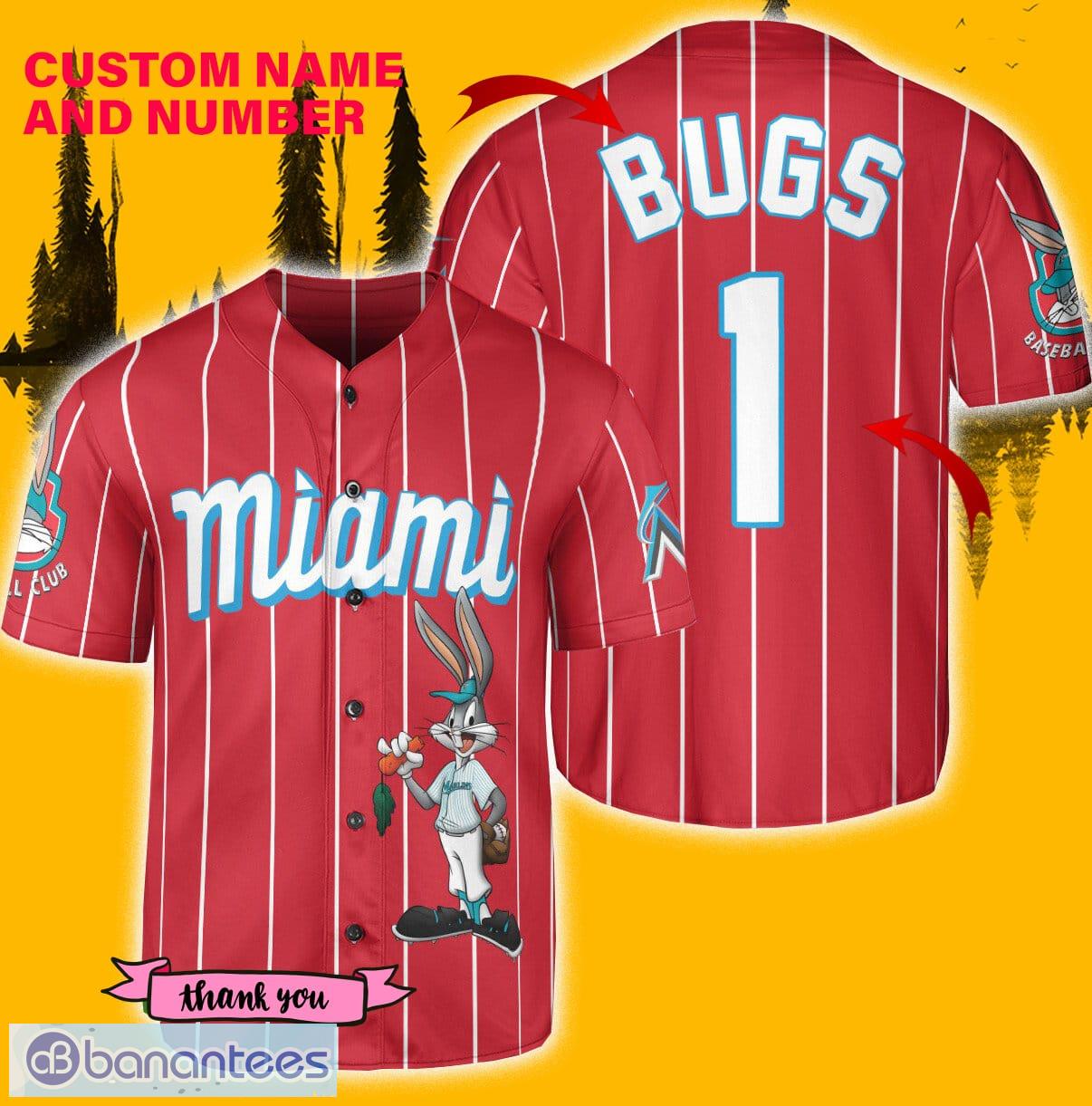 Miami Marlins Looney Tunes Bugs Bunny Red Baseball Jersey