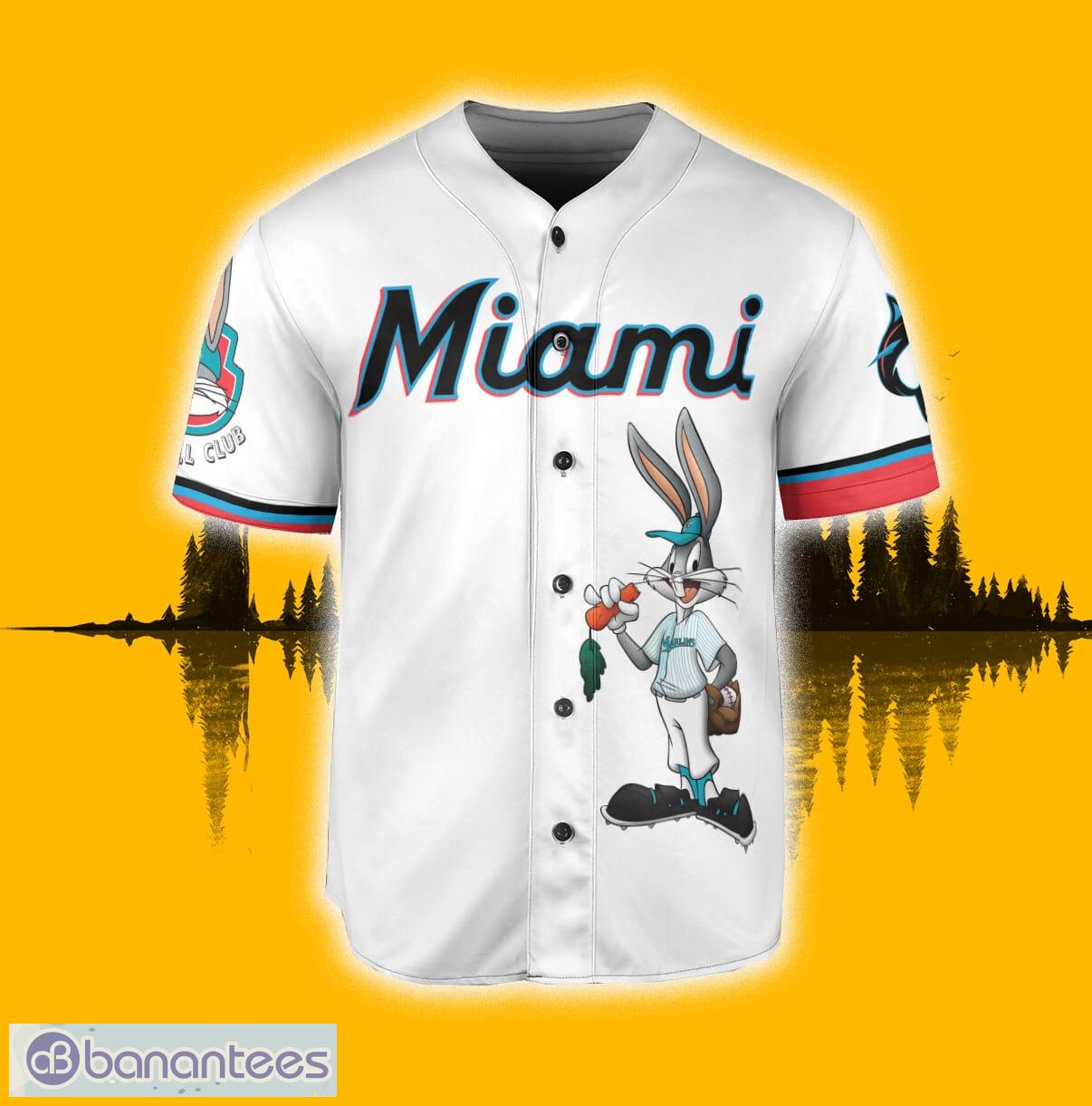 Miami Marlins Looney Tunes Bugs Bunny Black Baseball Jersey