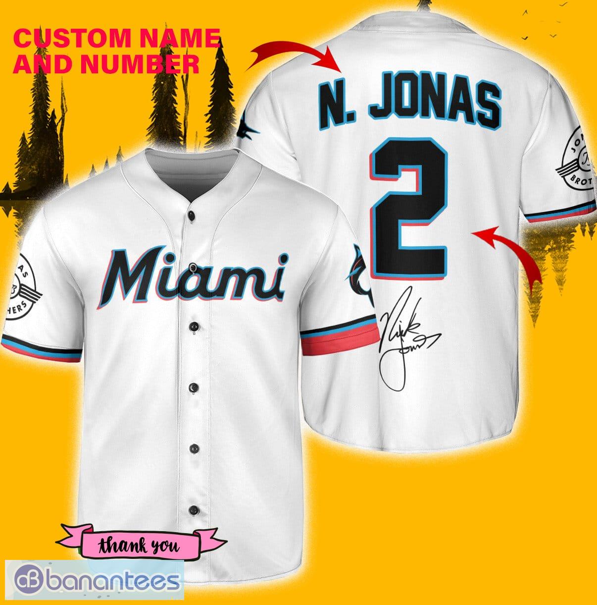 Miami Marlins N. Jonas White Custom Number And Name Jersey