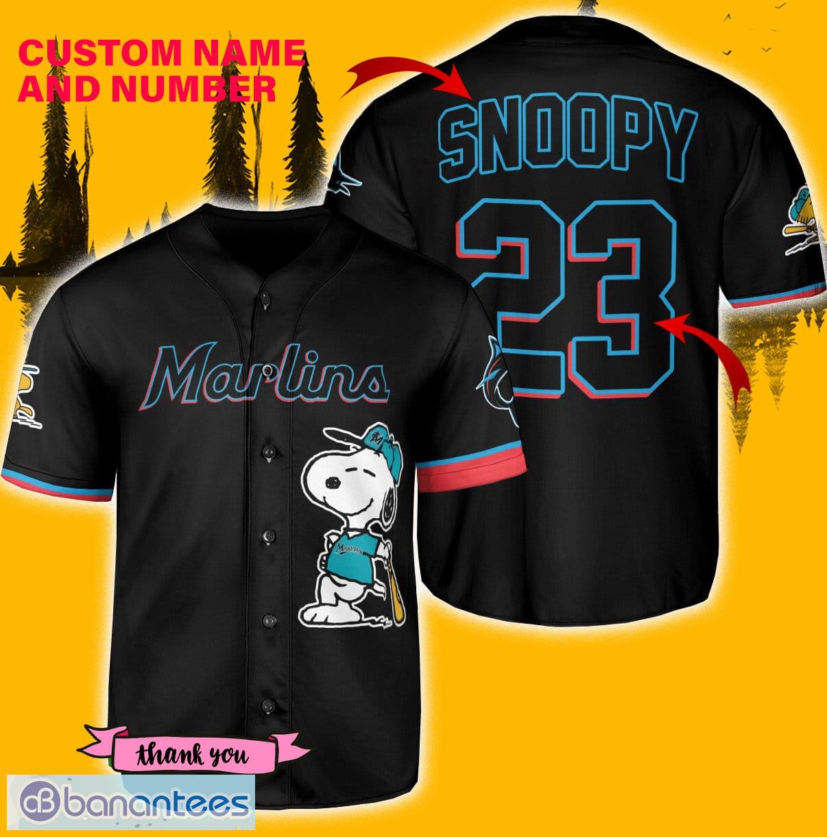 Custom Miami Marlins Baseball Jersey Inspiring Snoopy Marlins