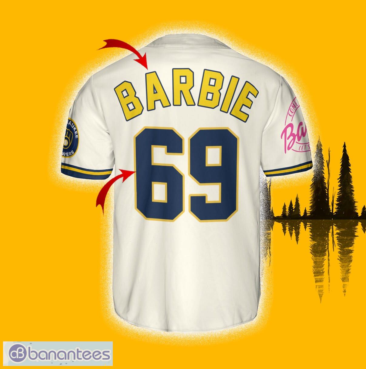 Milwaukee Brewers Barbie Jersey Baseball Shirt Cream Custom Number