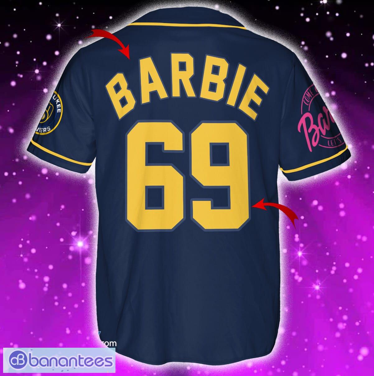 Milwaukee Brewers Barbie Jersey Baseball Shirt Navy Custom Number And Name  - Banantees