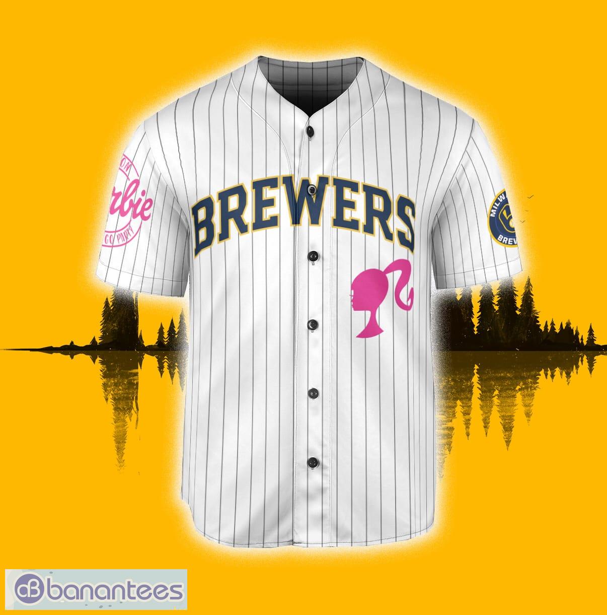 Milwaukee Brewers Barbie Jersey Baseball Shirt Cream Custom Number And Name  - Banantees