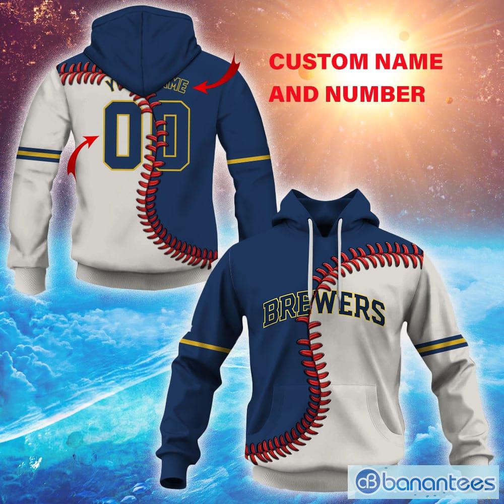 MLB Milwaukee Brewers Custom Name Number Mix Jersey Zip Up Hoodie