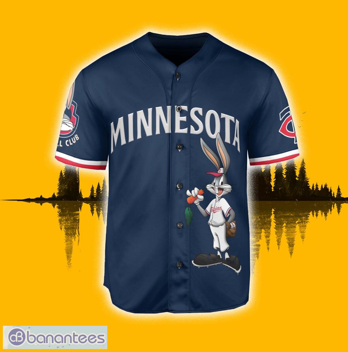 Minnesota Twins Looney Tunes Bugs Bunny Baseball Jersey Shirt Navy