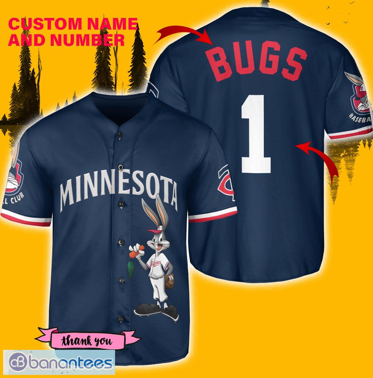 Minnesota Twins Looney Tunes Bugs Bunny Baseball Jersey Shirt Navy Custom  Number And Name - Banantees
